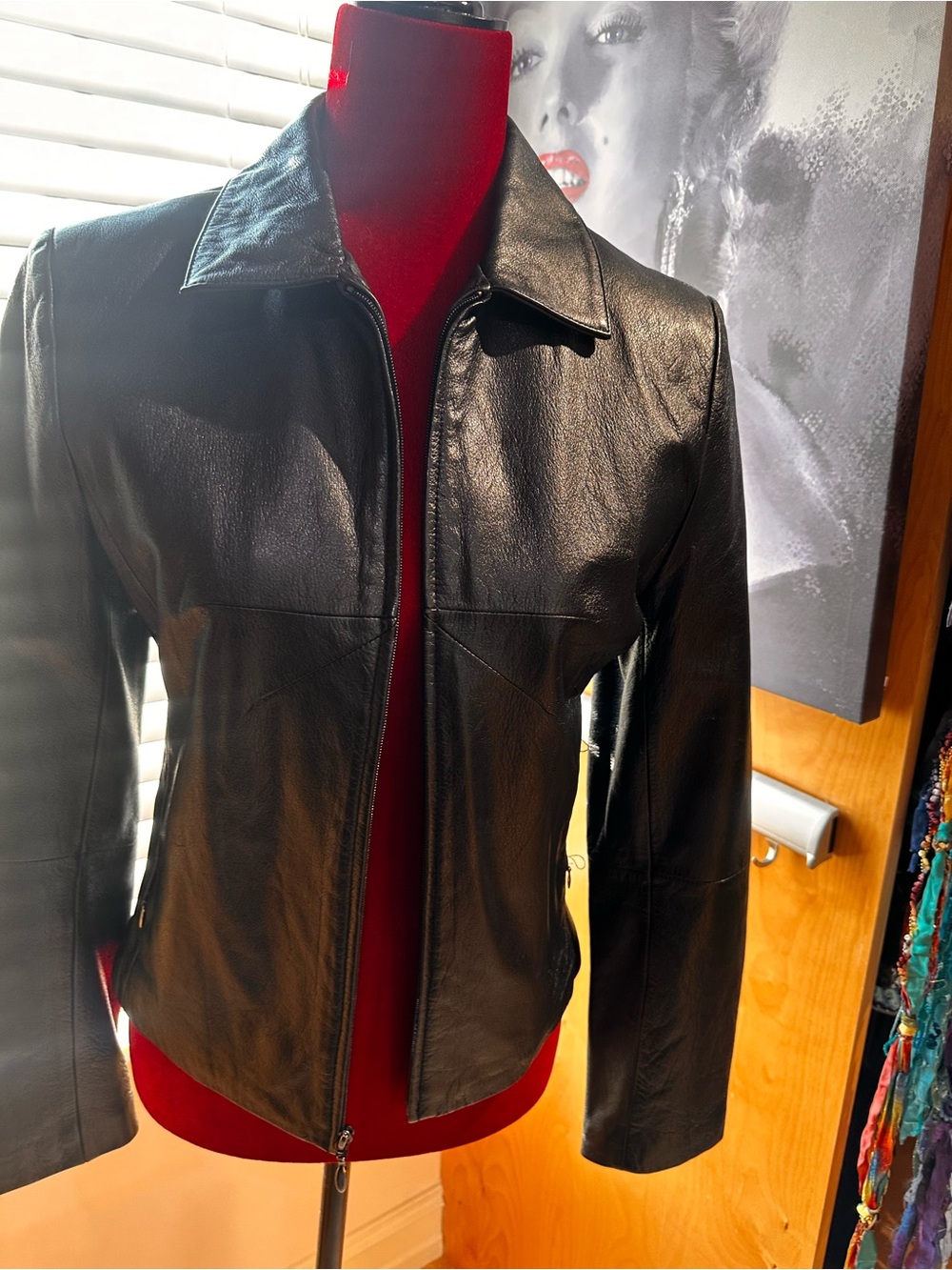 Wilson Black Leather Zip-Front Women's Jacket